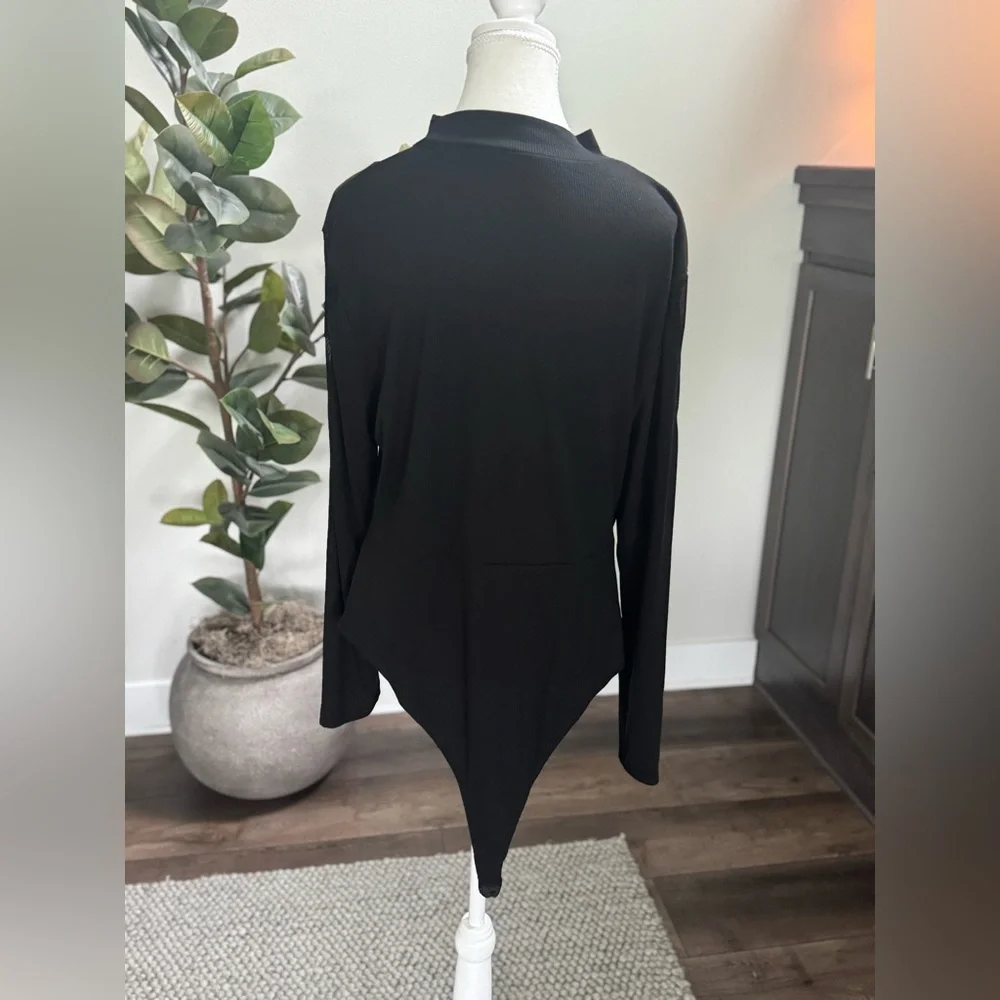 Black Mesh Bodysuit Top